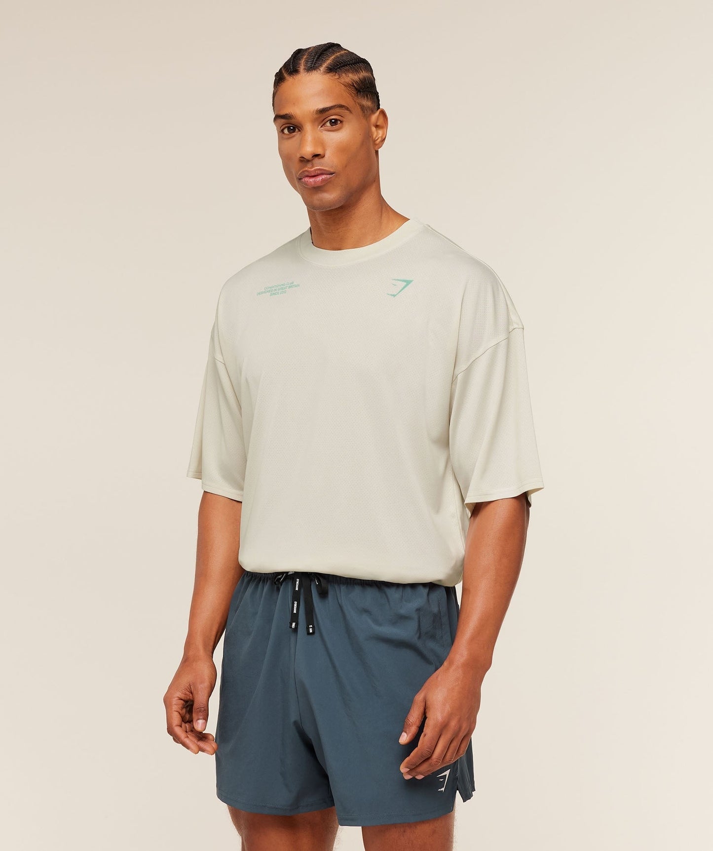 Gymshark Conditioning Club Washed T-Shirt - Soft White/Pop Turquoise/Wash