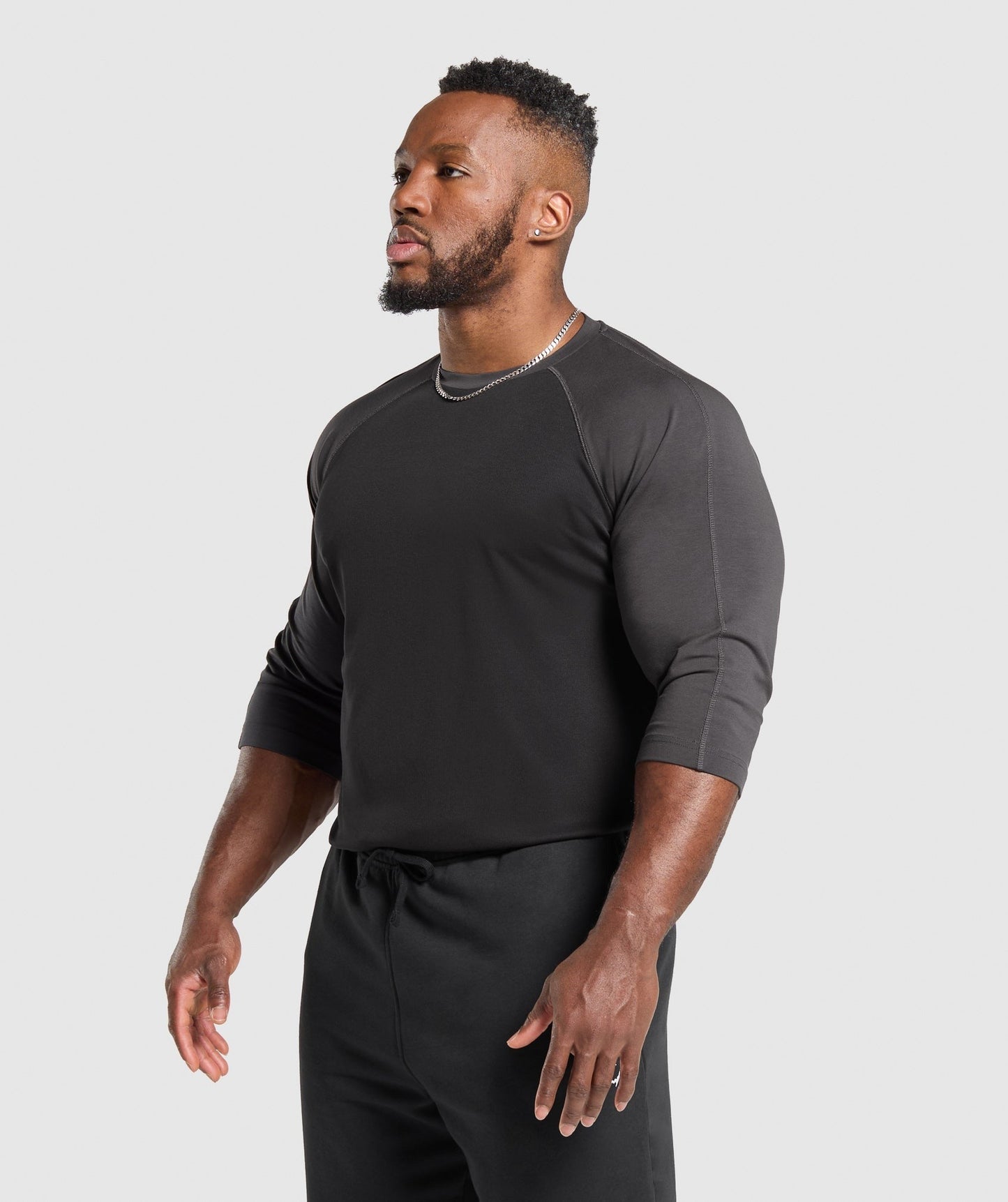 Gymshark 1/3 LS Graphic T-Shirt - Black/Asphalt Grey