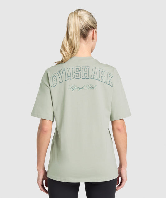Gymshark Collegiate Oversized T-Shirt - Stone Grey