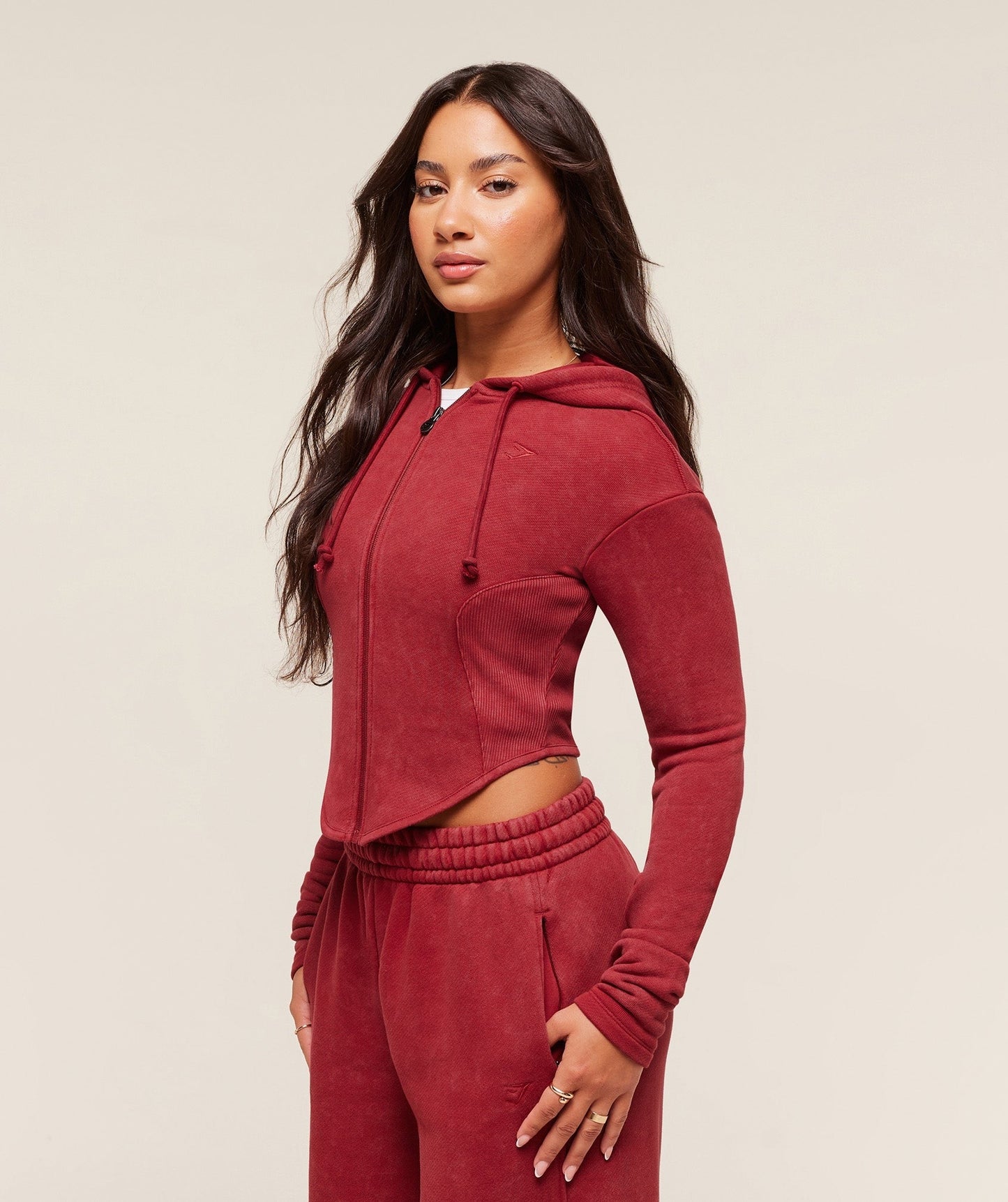 Gymshark x Analis Zip Up Hoodie - Reps Red/Wash