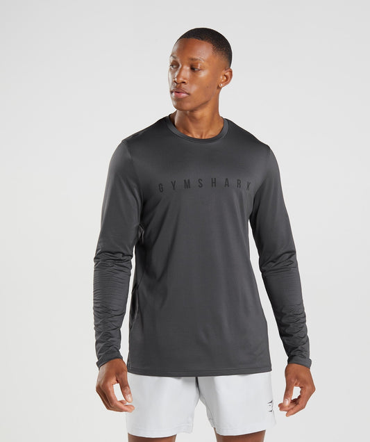 Gymshark Sport Stripe Long Sleeve T-Shirt - Onyx Grey