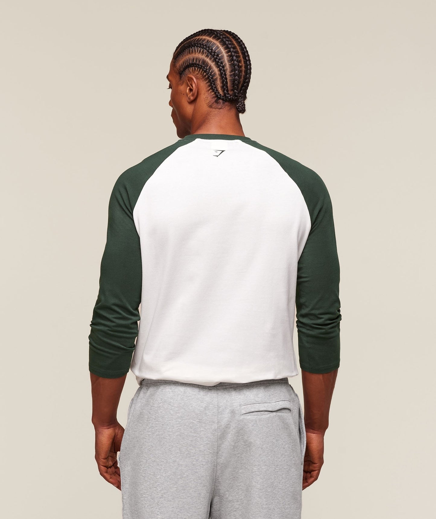 Gymshark GSLC Raglan 3/4 Sleeve T-Shirt - Soft White/Trail Green