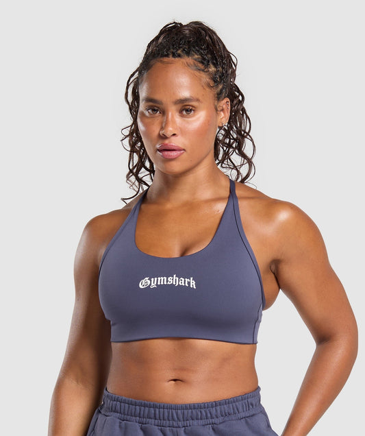 Gymshark Strength Department Graphic Sports Bra - Weighted Purple