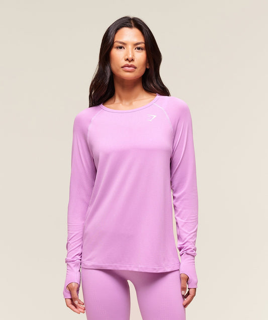 Gymshark Vital Seamless Light Long Sleeve Top - Sour Pink Marl
