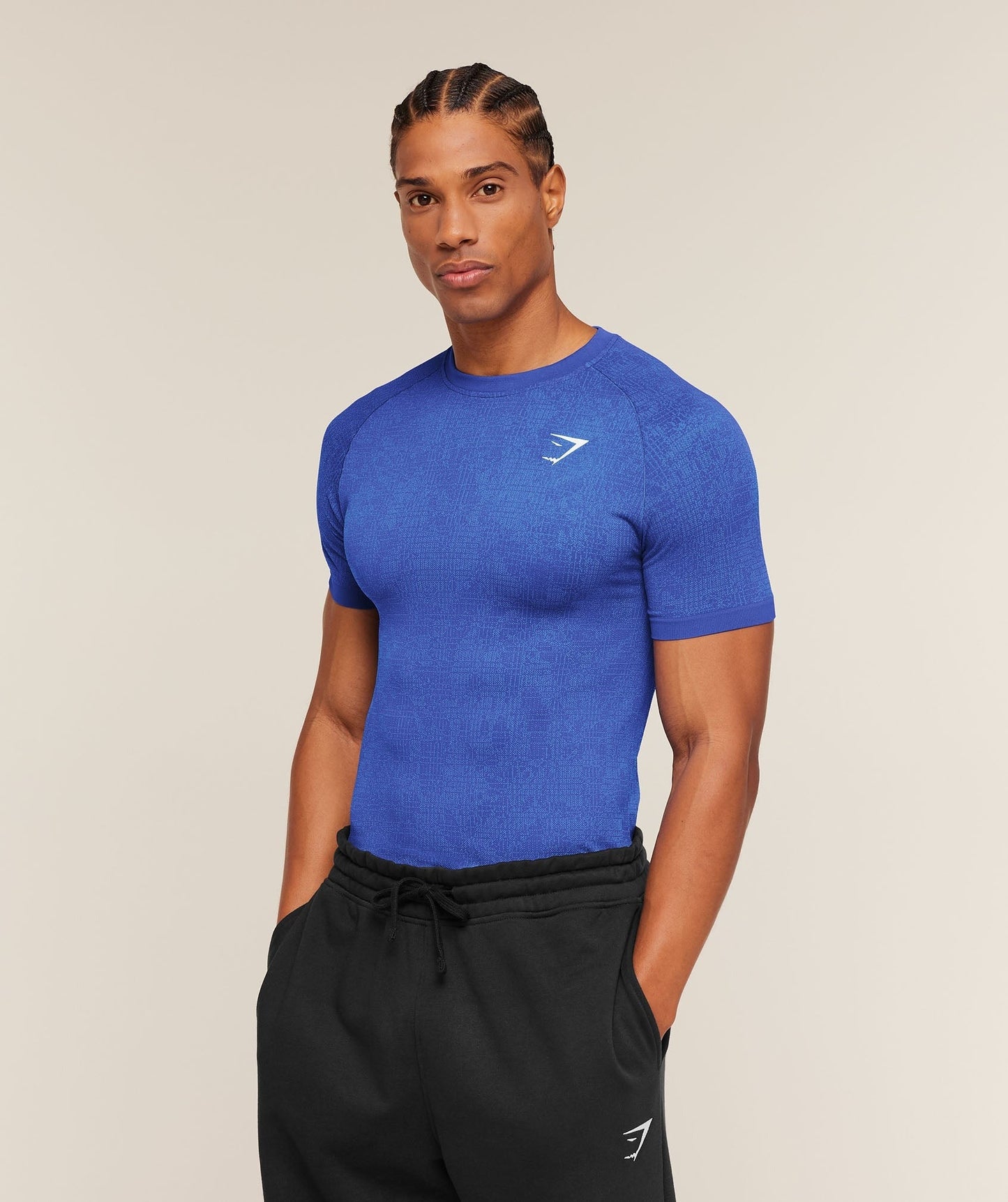 Gymshark Geo Seamless Grid T-Shirt - Force Blue/Steady Purple