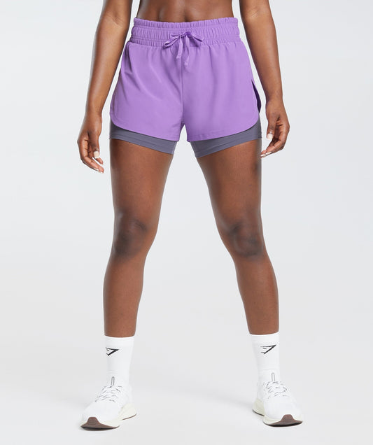 Gymshark RUNNING 2 IN 1 SHORTS - Grape Purple/Dewberry Purple