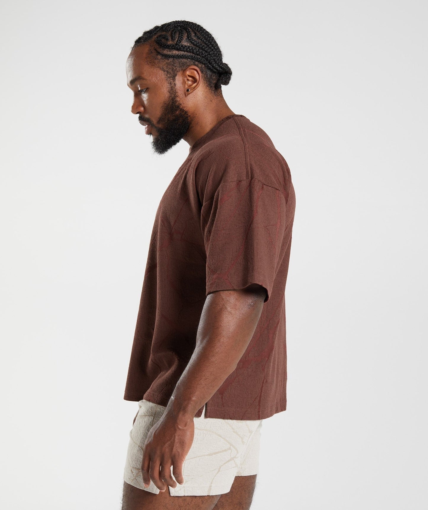 Gymshark Power Short Sleeve Crew - Cherry Brown Print