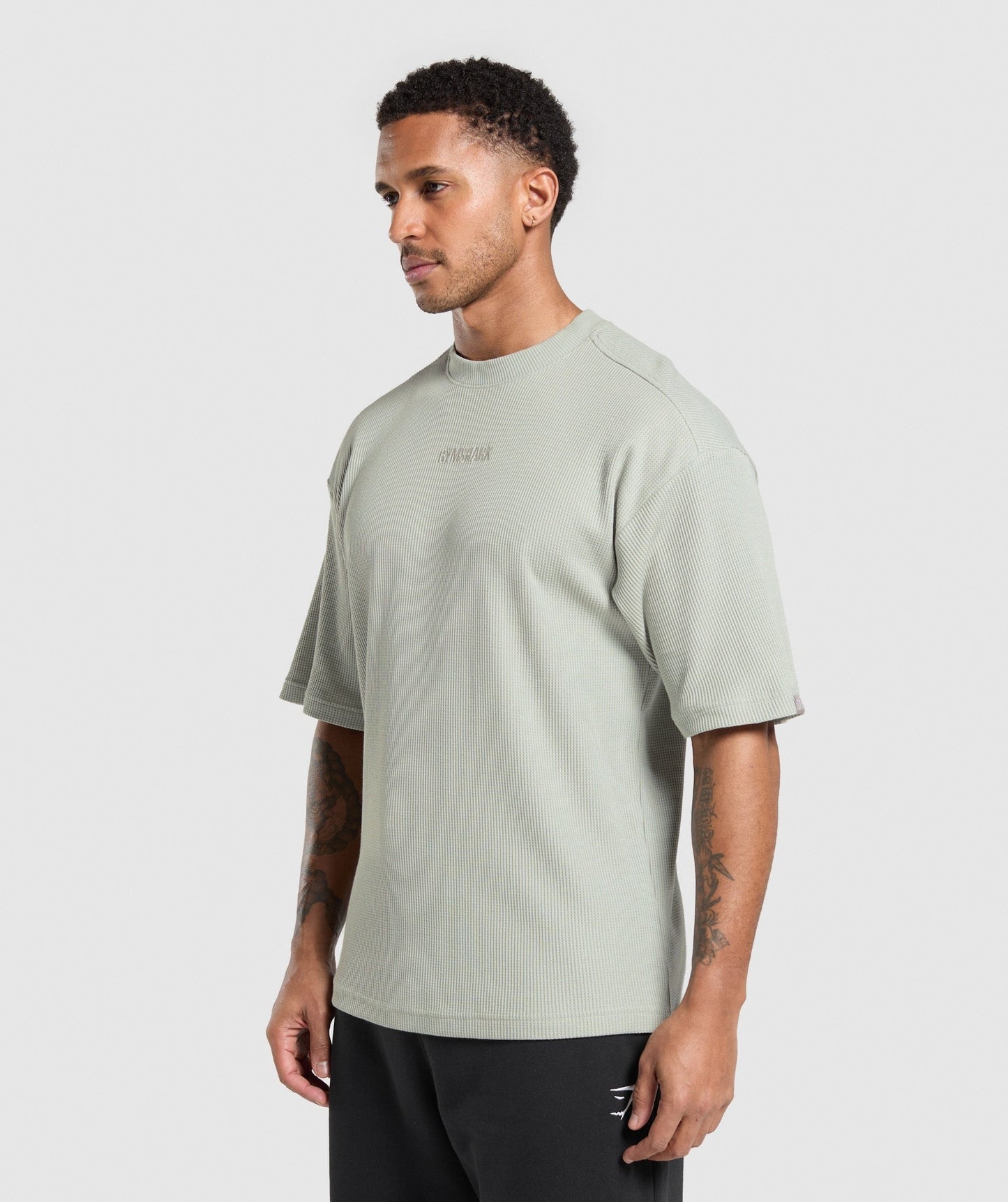 Gymshark Waffle Oversized T-Shirt - Stone Grey