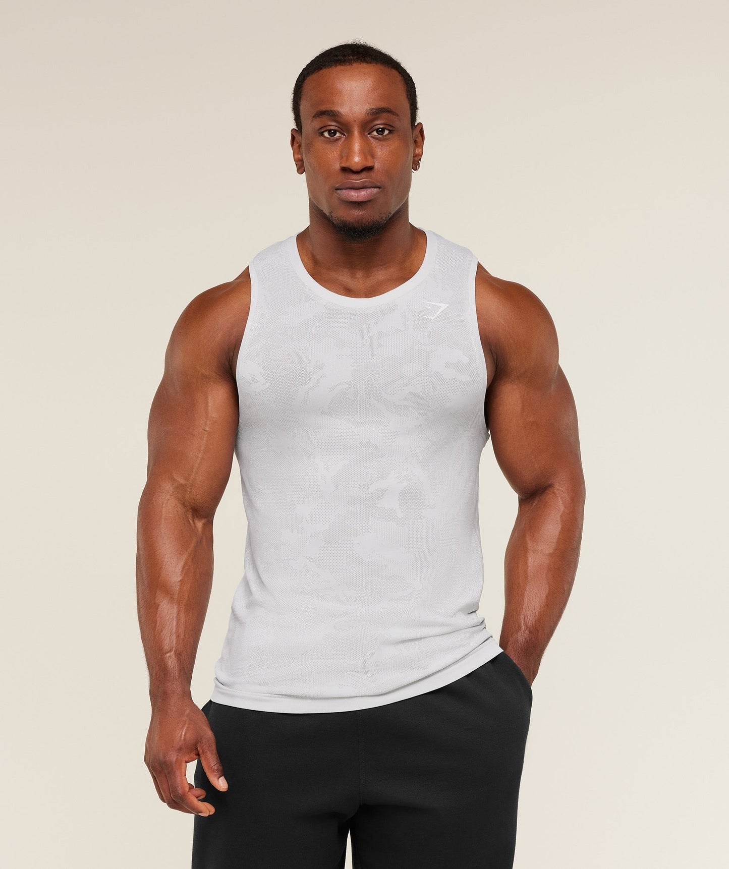 Gymshark Geo Seamless Tank - White/Light Grey