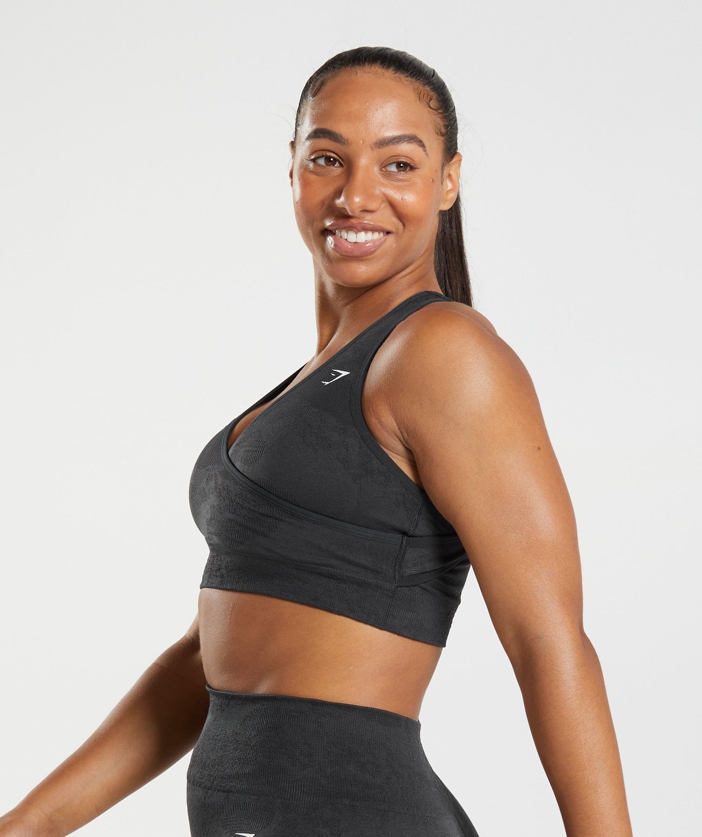 Gymshark Adapt Camo Seamless Sports Bra - Black/Onyx Grey