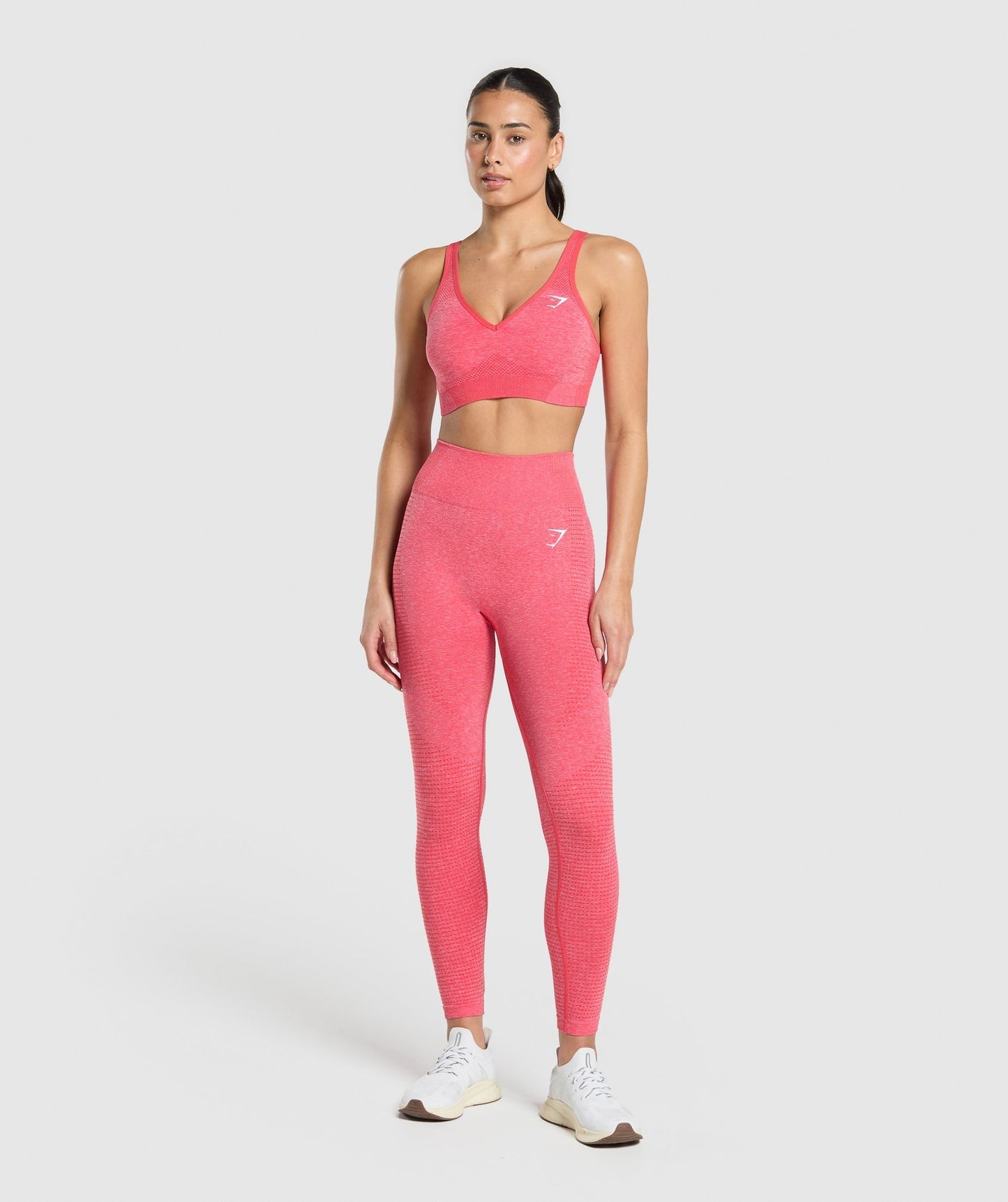 Gymshark Vital V Neck Sports Bra - Coral Red/Marl