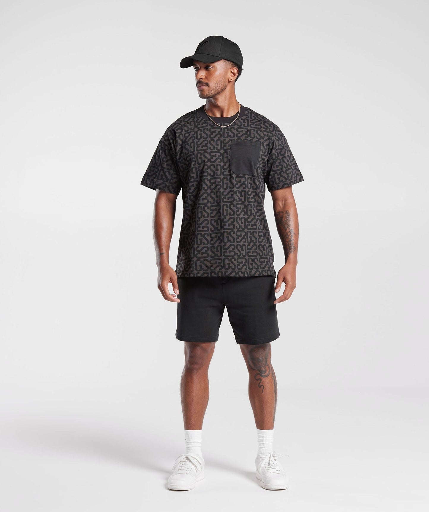 Gymshark Monogram T-Shirt - Black/Mono grey
