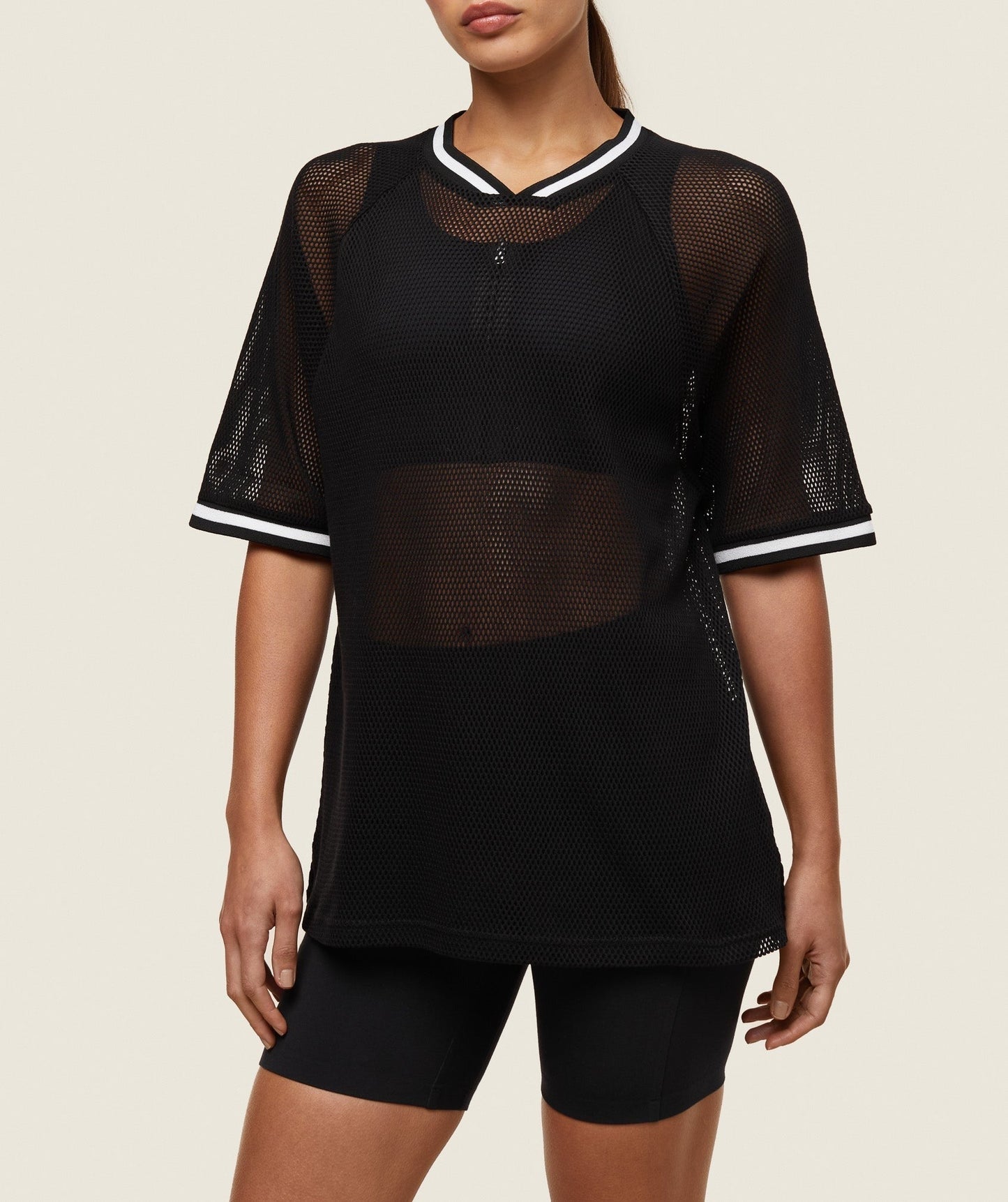 Gymshark everywear Mesh Layering Tee - Black/Soft White