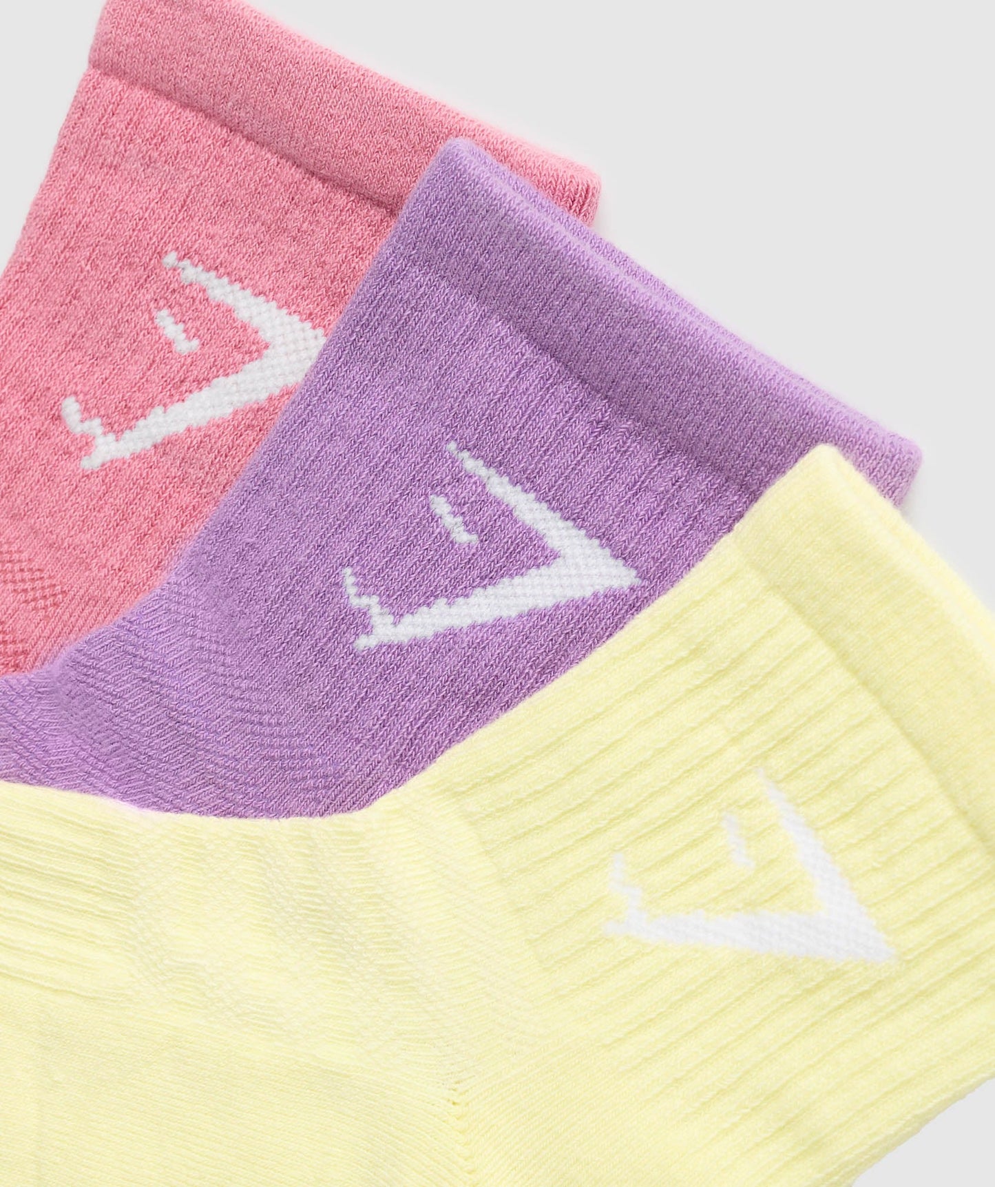 Gymshark Midi 3pk Socks - Active Purple/Sunset Pink/Refresh Yellow