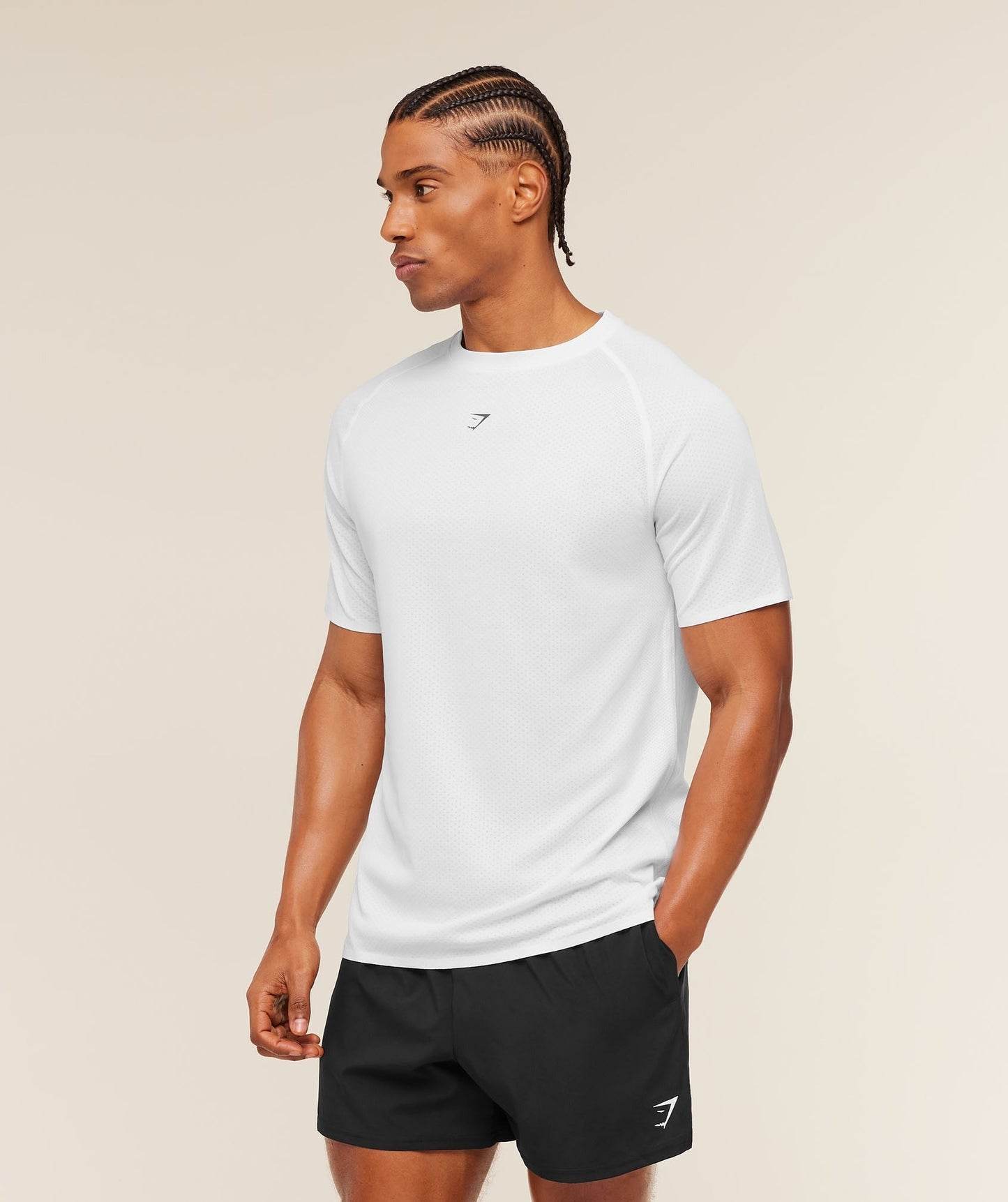 Gymshark Hybrid Engineered Jacquard T-Shirt - White