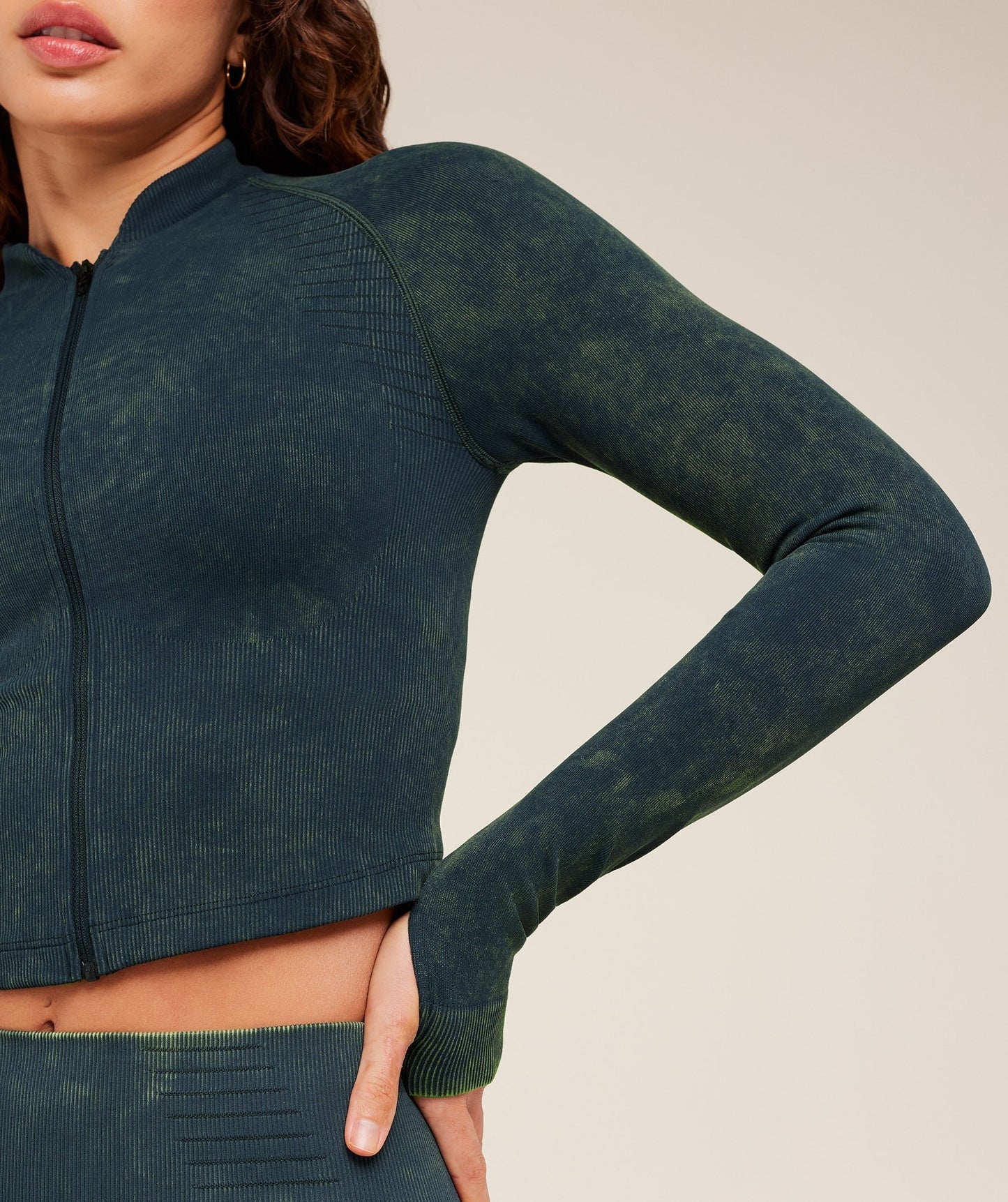 Gymshark Steel Seamless Zip Up Top - Deep Petrol Blue