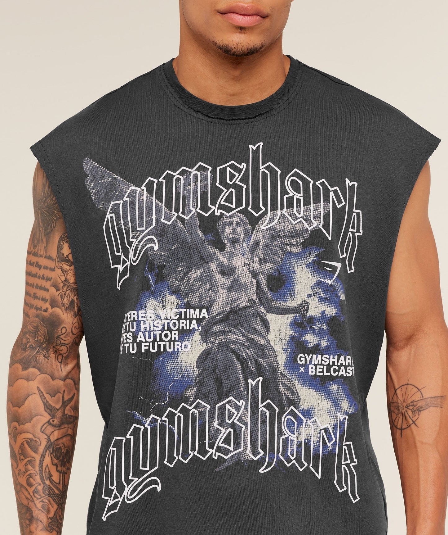 Gymshark x Carlos Belcast Cut off Tee - Grey