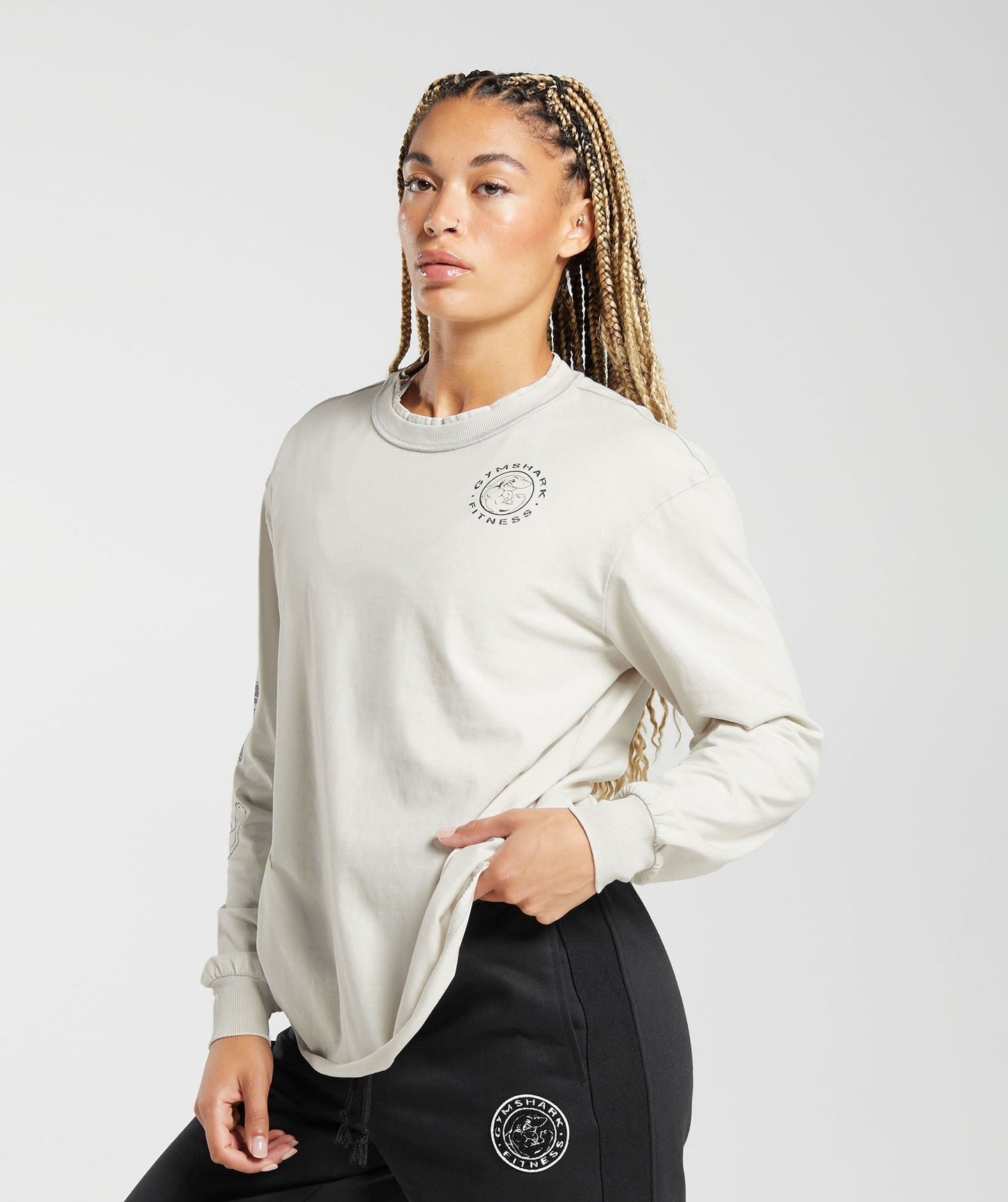 Gymshark Legacy Washed Long Sleeve Top - Metal Grey/Acid Wash