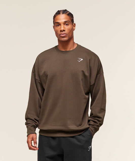 Gymshark Oversized Crest Crew - Archive Brown