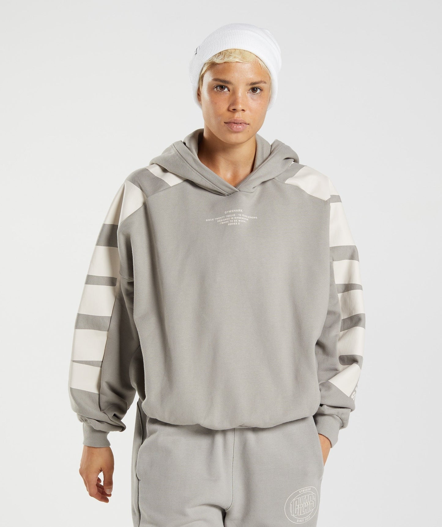 Gymshark GS10 Year Hoodie - Ecru Brown