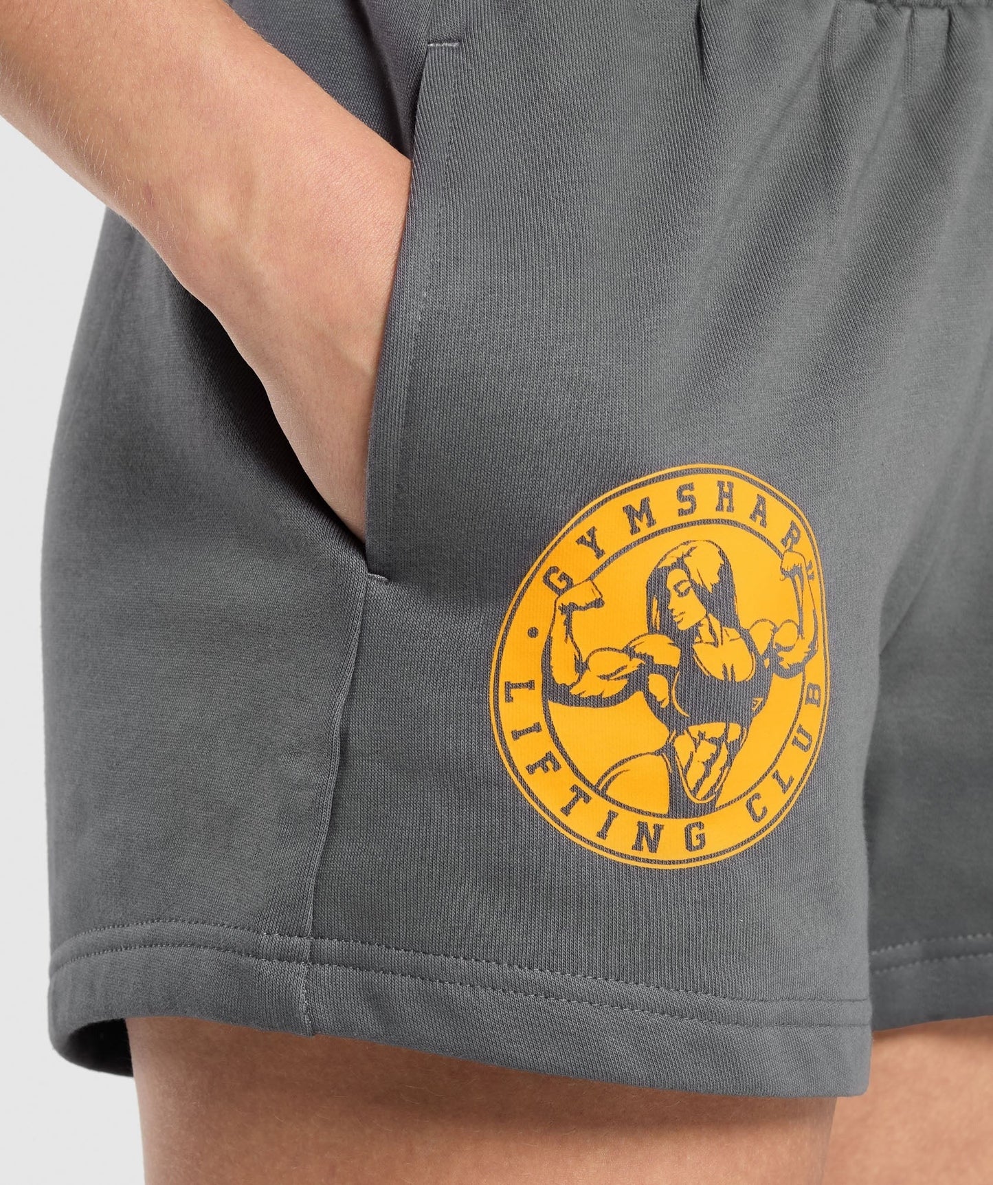 Gymshark Strong Girl Lifting Club Graphic Shorts - Pitch Grey