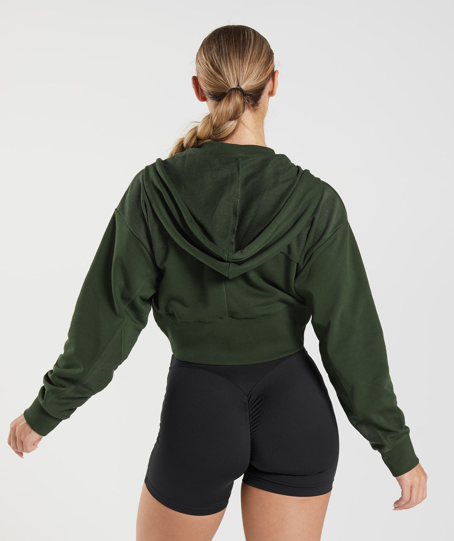 Gymshark GS Power Crop Zip Hoodie - Moss Olive