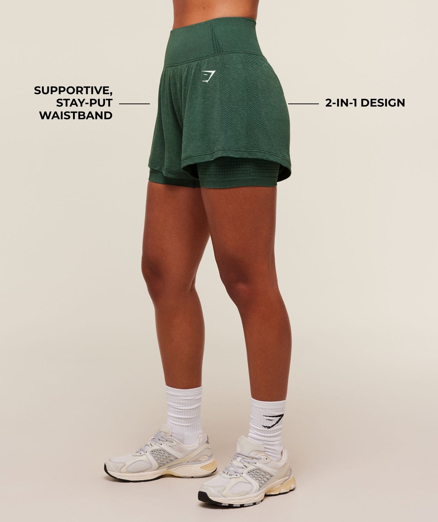 Gymshark Vital 2-in-1 Shorts - Obsidian Green Marl