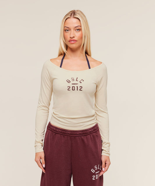 Gymshark Lifting Club 2012 Graphic Long Sleeve Top - Stone Beige/Wash
