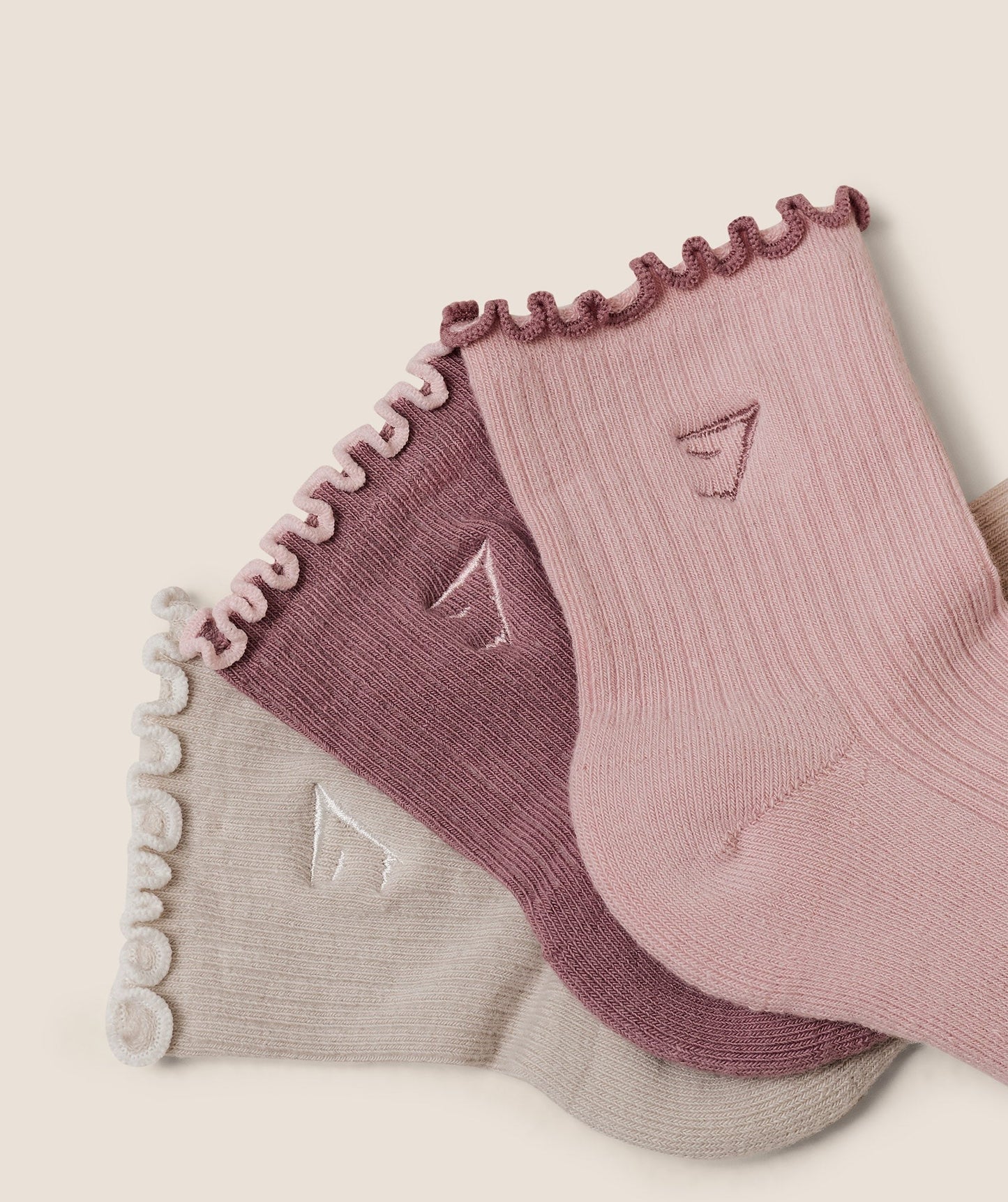 Gymshark Midi Frill Socks 3pk - GS Pebble Grey/GS Light Pink/GS Calm Pink