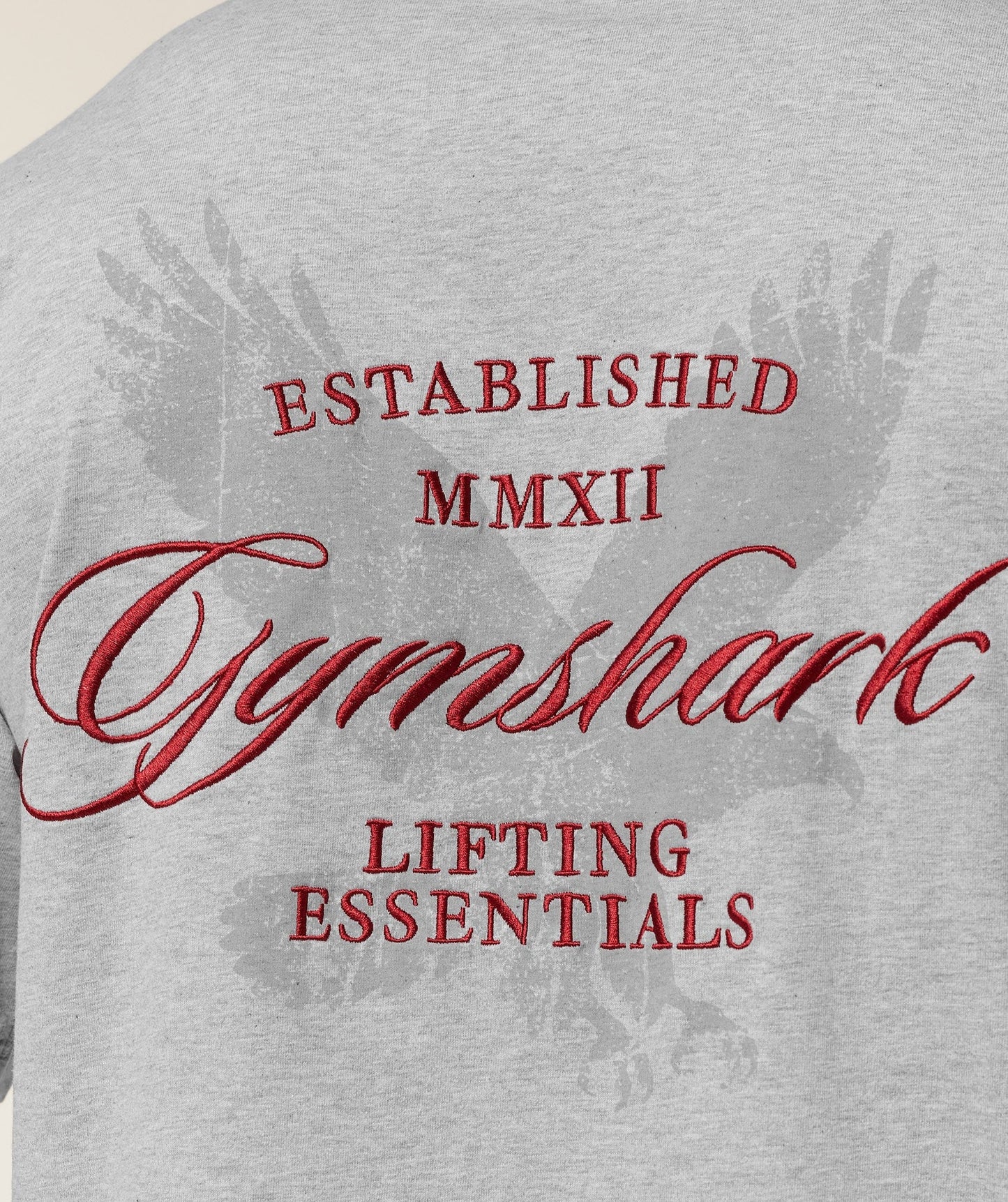Gymshark Eagle Script Graphic T-Shirt - Light Grey Core Marl