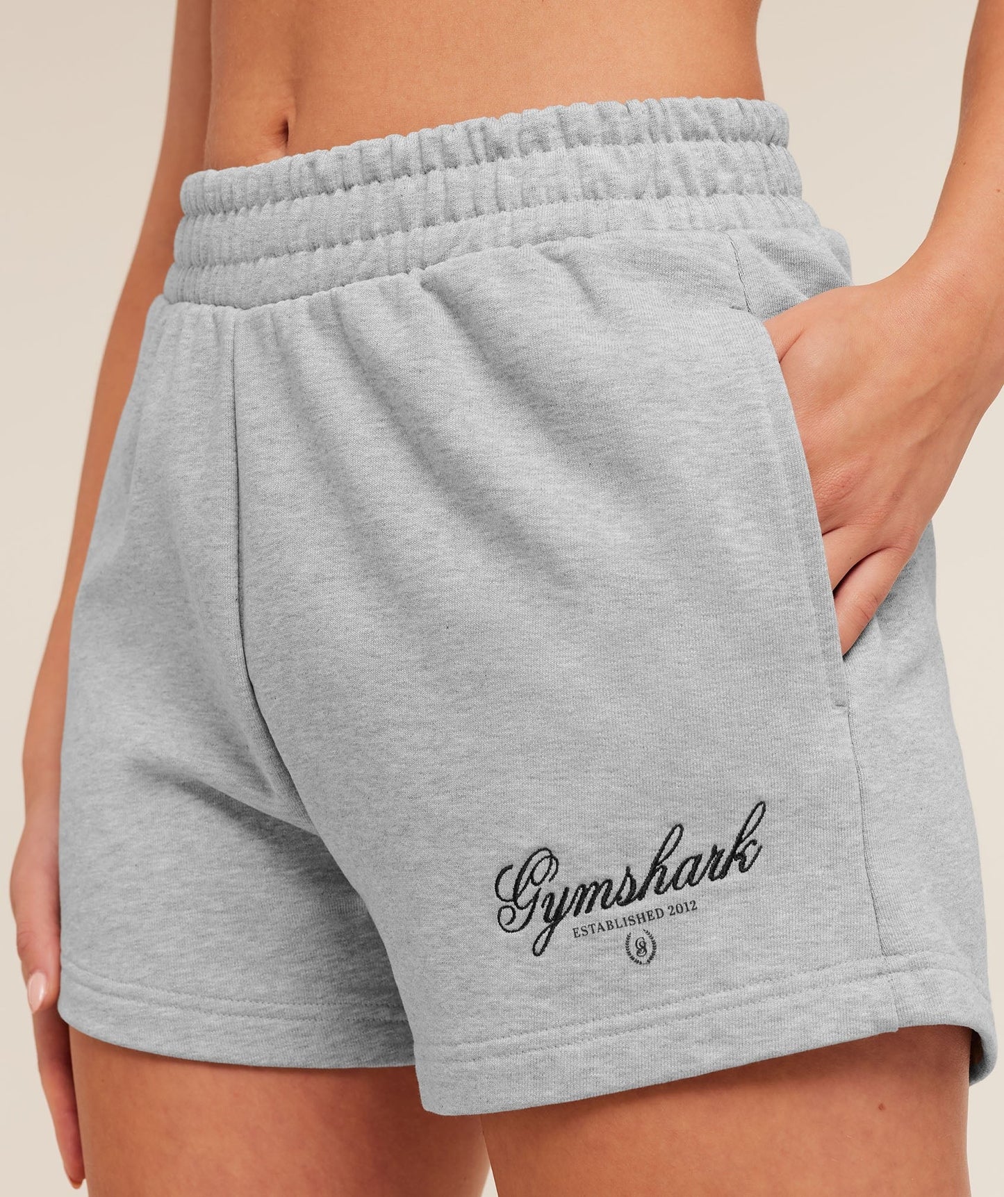 Gymshark Script Embroidery Shorts - Light Grey Core Marl