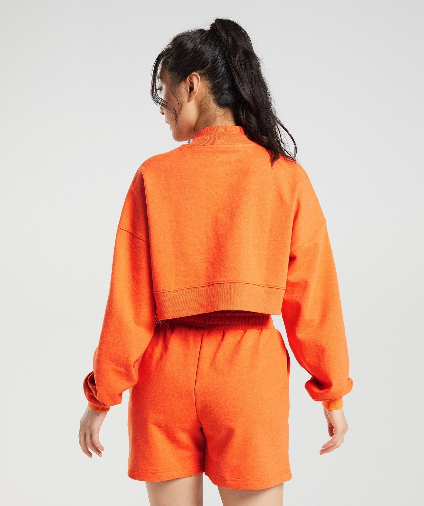 Gymshark Rest Day Sweats Cropped Pullover - Blaze Orange Marl