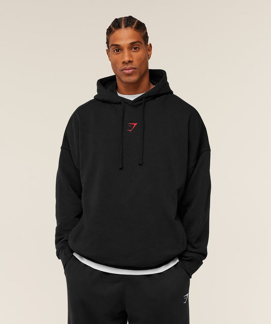 Gymshark Power Oversized Hoodie - Black/Conditioning Red