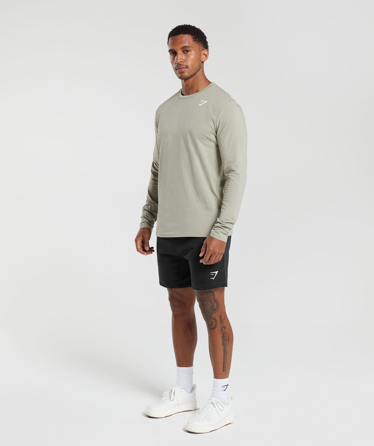Gymshark Crest Long Sleeve T-Shirt - Stone Grey