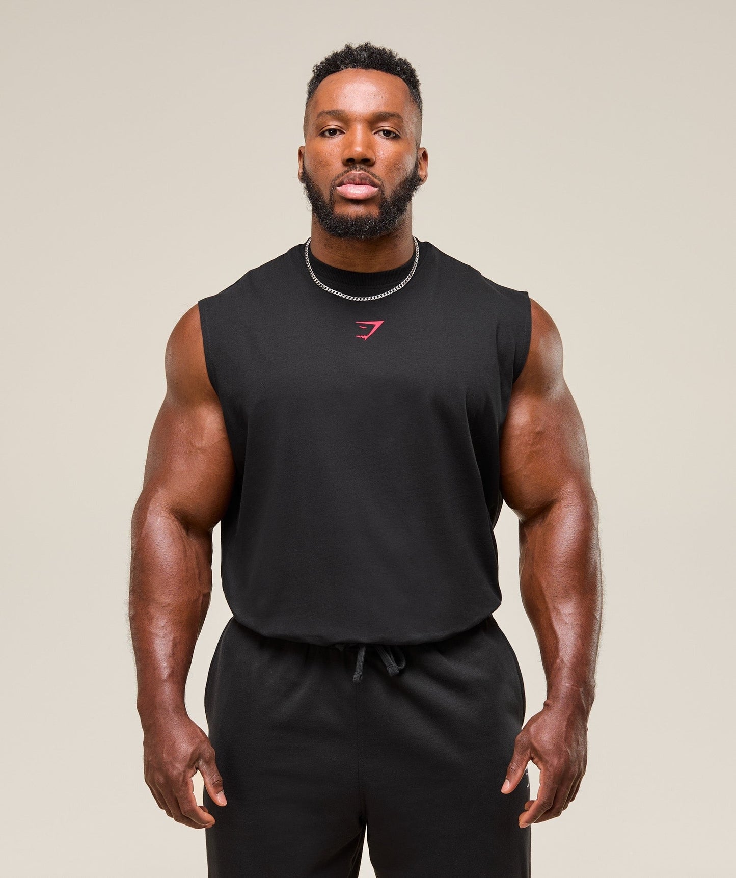 Gymshark Power Cut Off Tank - Black/Conditioning Red