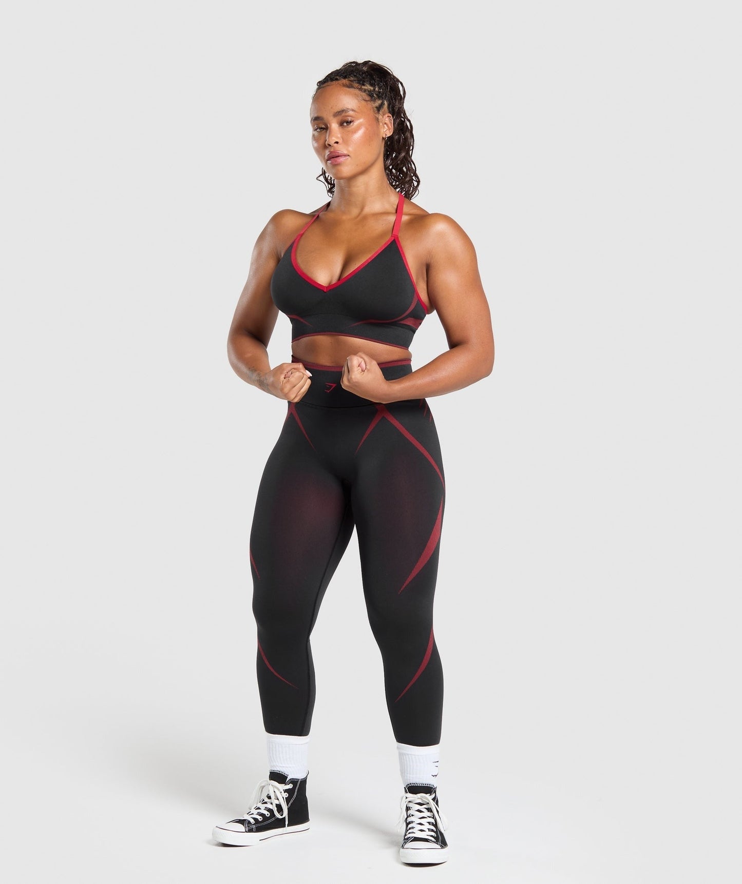 Gymshark Apex Lift Seamless Sports Bra - Black/Carmine Red