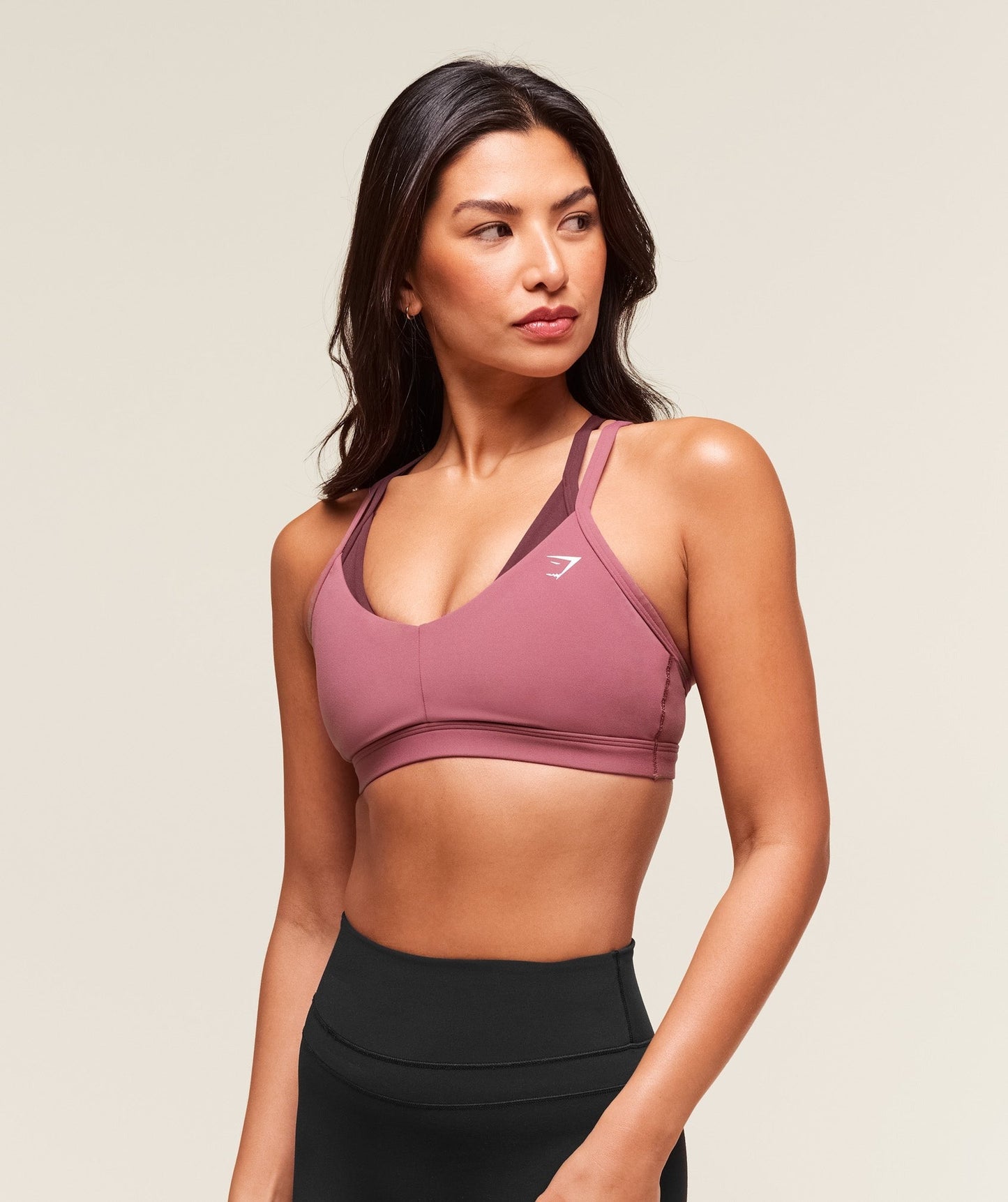 Gymshark Double Up Sports Bra - Reset Pink/Rich Maroon