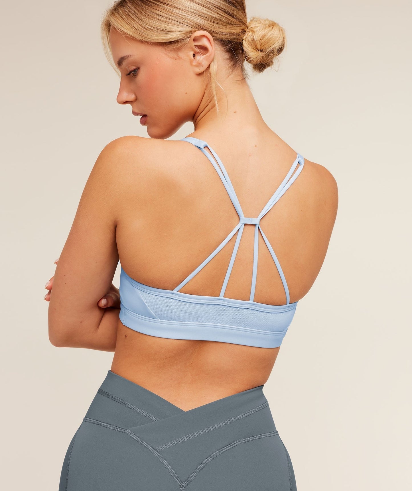 Gymshark Ruched Strappy Sports Bra - Chilled Blue