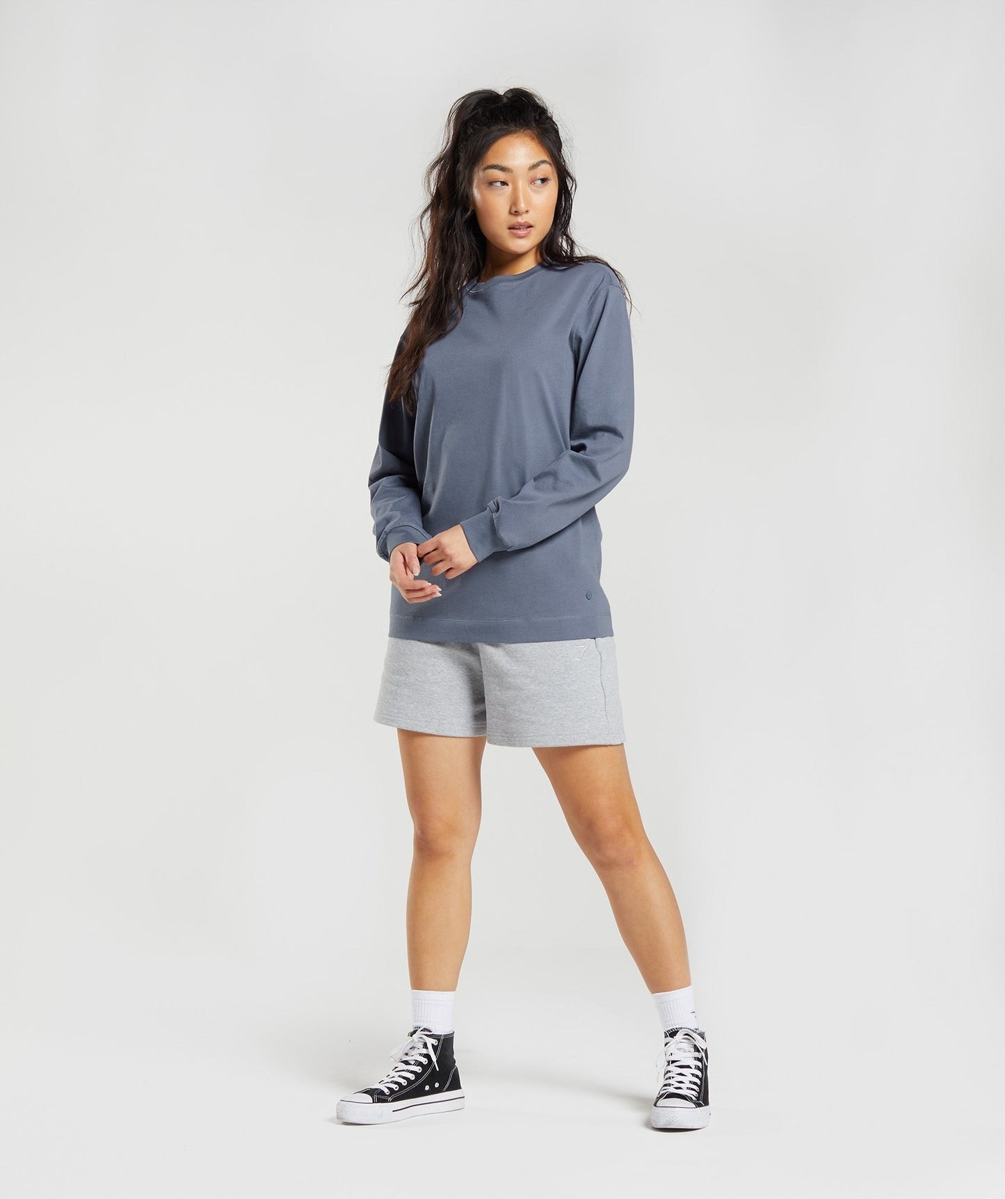 Gymshark Cotton Oversized Long Sleeve Top - Evening Blue