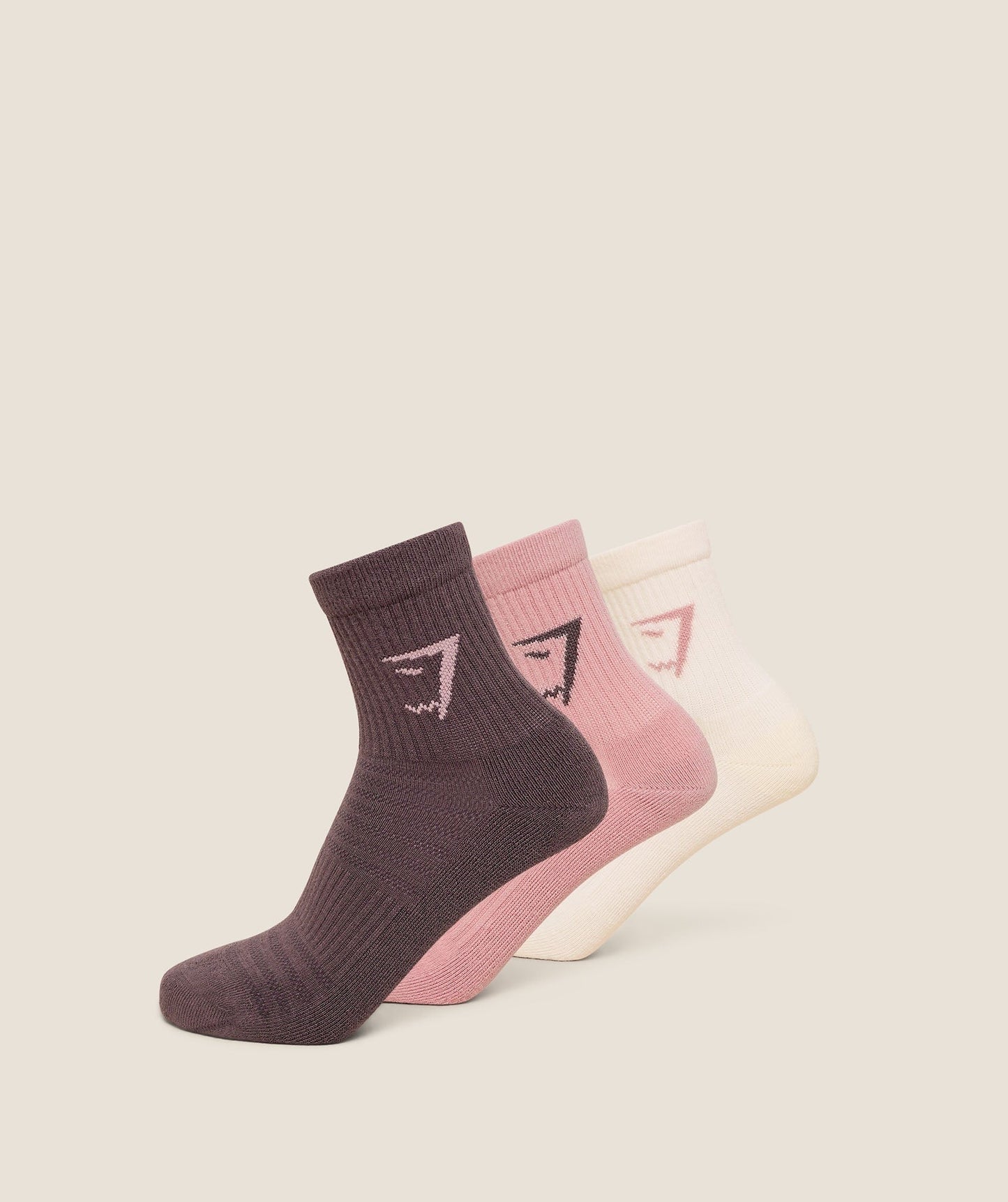 Gymshark Midi Socks 3pk - Soft White / Light Pink / Cool Brown