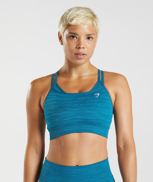 Gymshark Adapt Marl Seamless Sports Bra - Atlantic Blue/Shark Blue