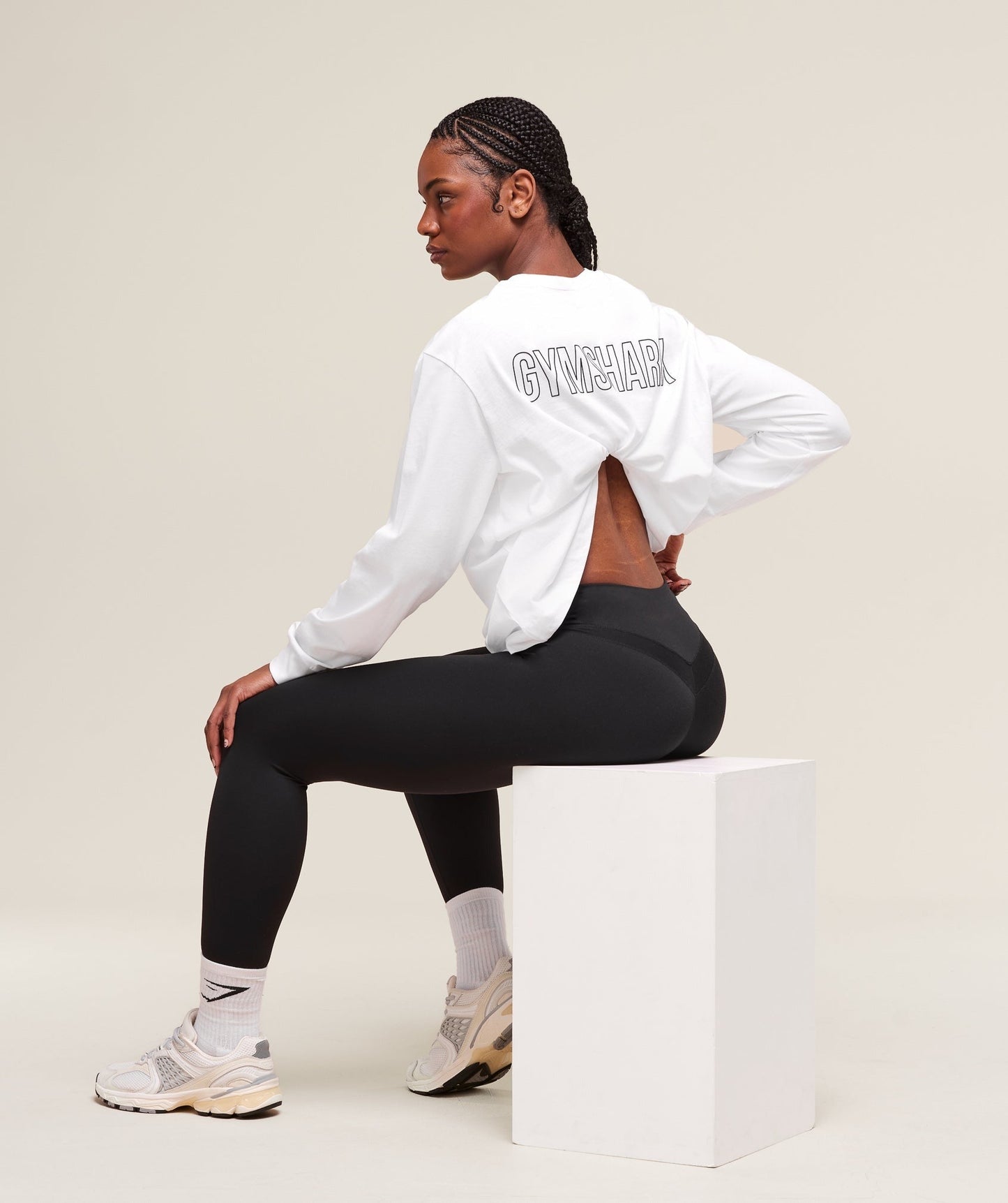 Gymshark Trace Graphic Long Sleeve Top - White