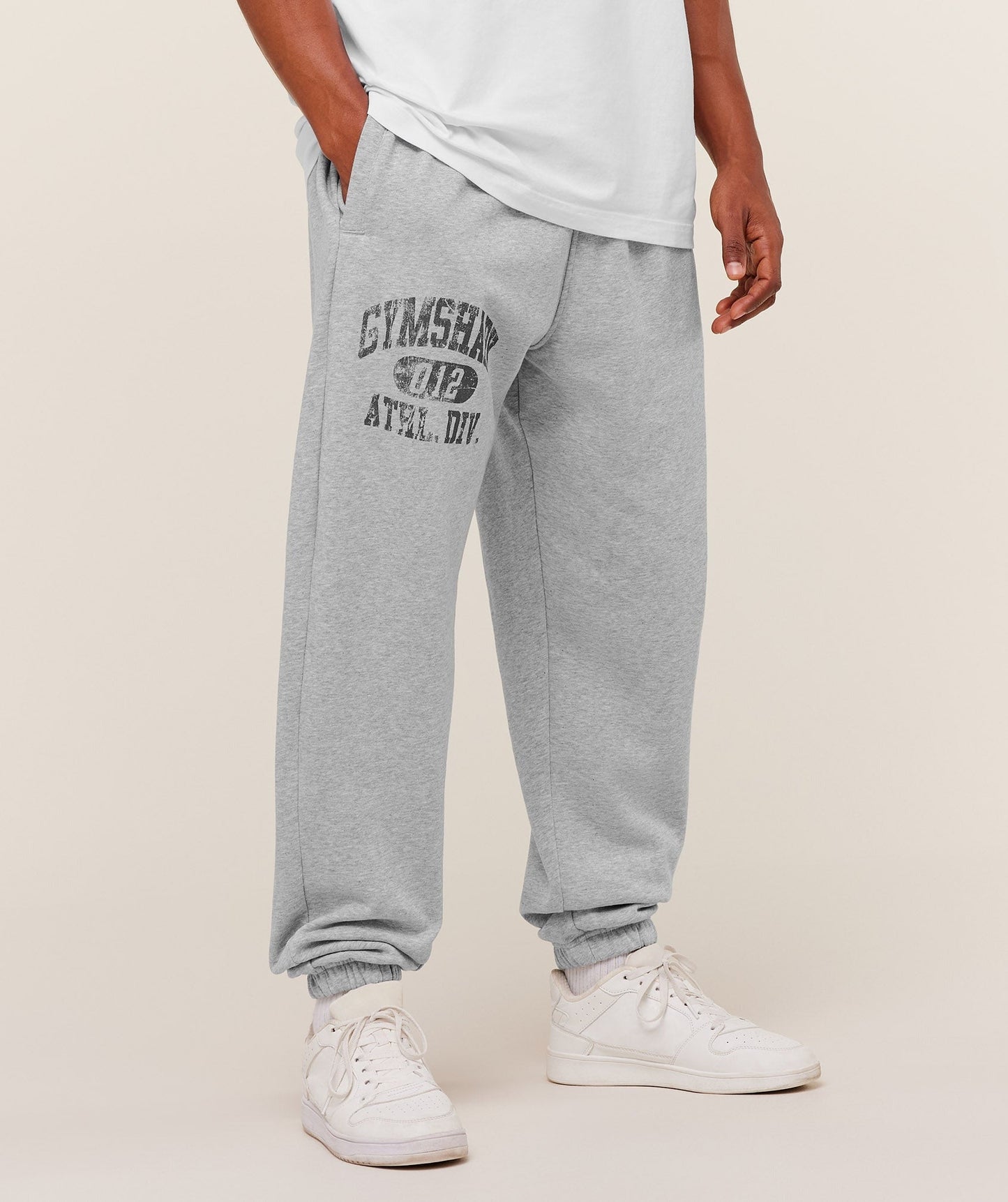 Gymshark Athletic Division Graphic Joggers - Light Grey Core Marl