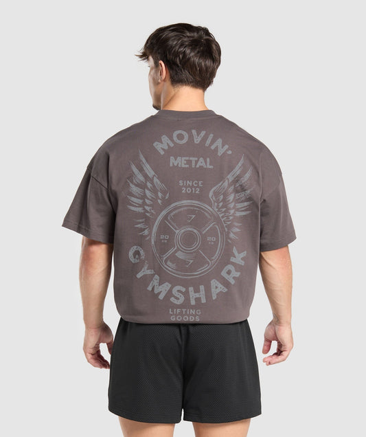 Gymshark Movin' Metal Graphic T-Shirt - Greyed Purple