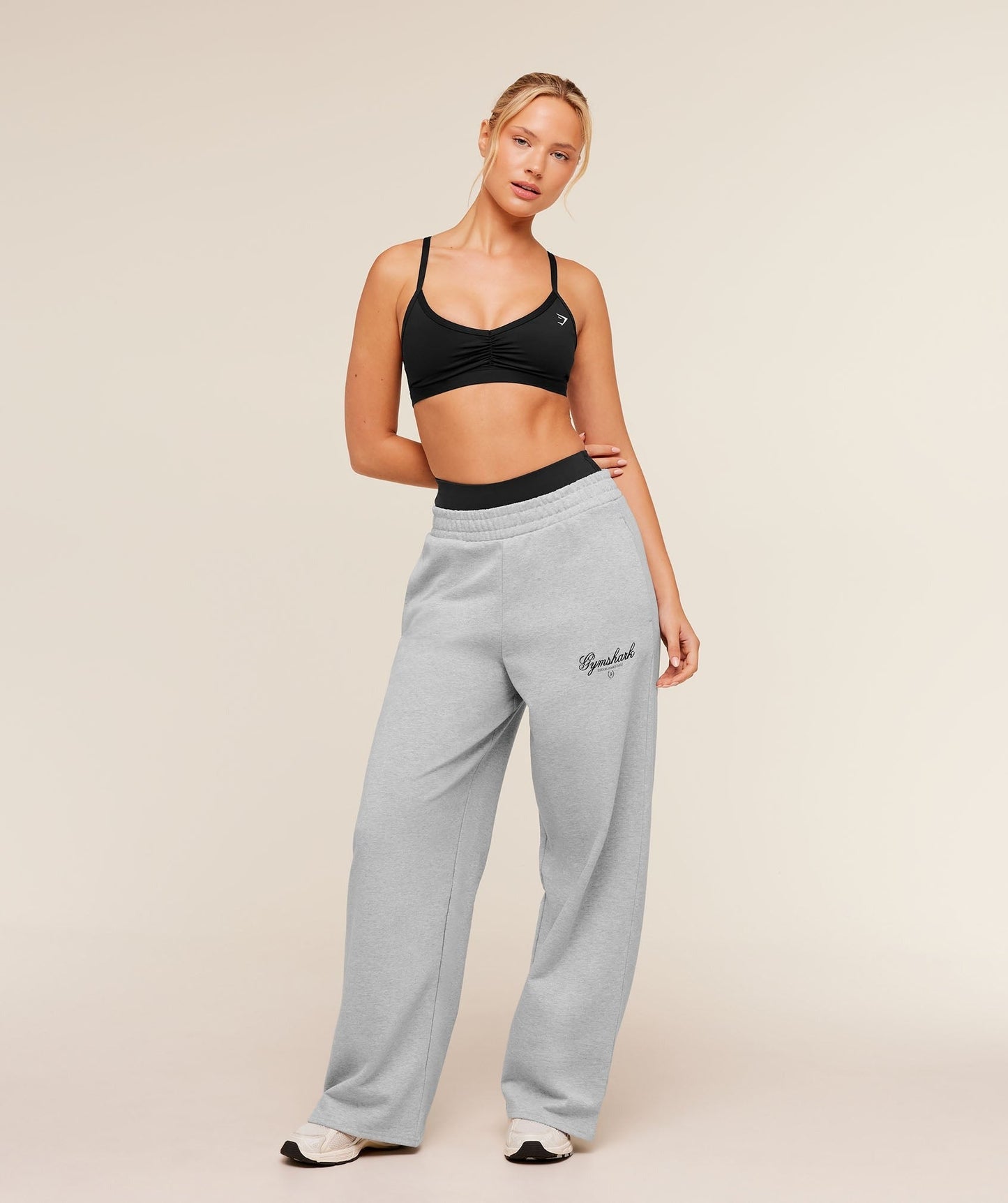 Gymshark Script Embroidery Joggers - Light Grey Core Marl