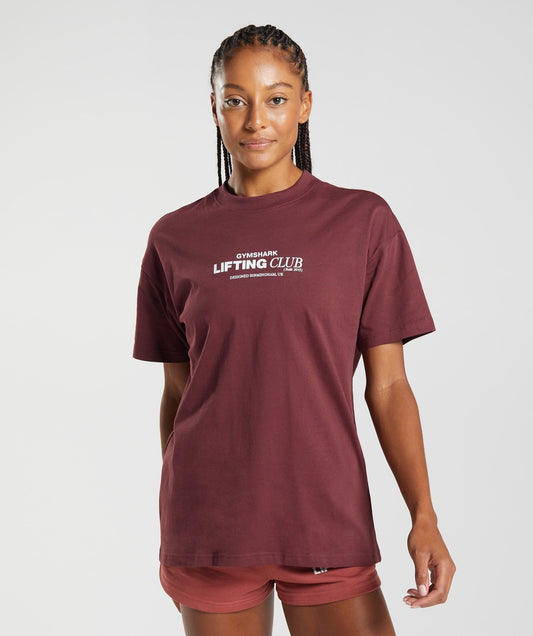 Gymshark Social Club Oversized T-Shirt - Cherry Brown