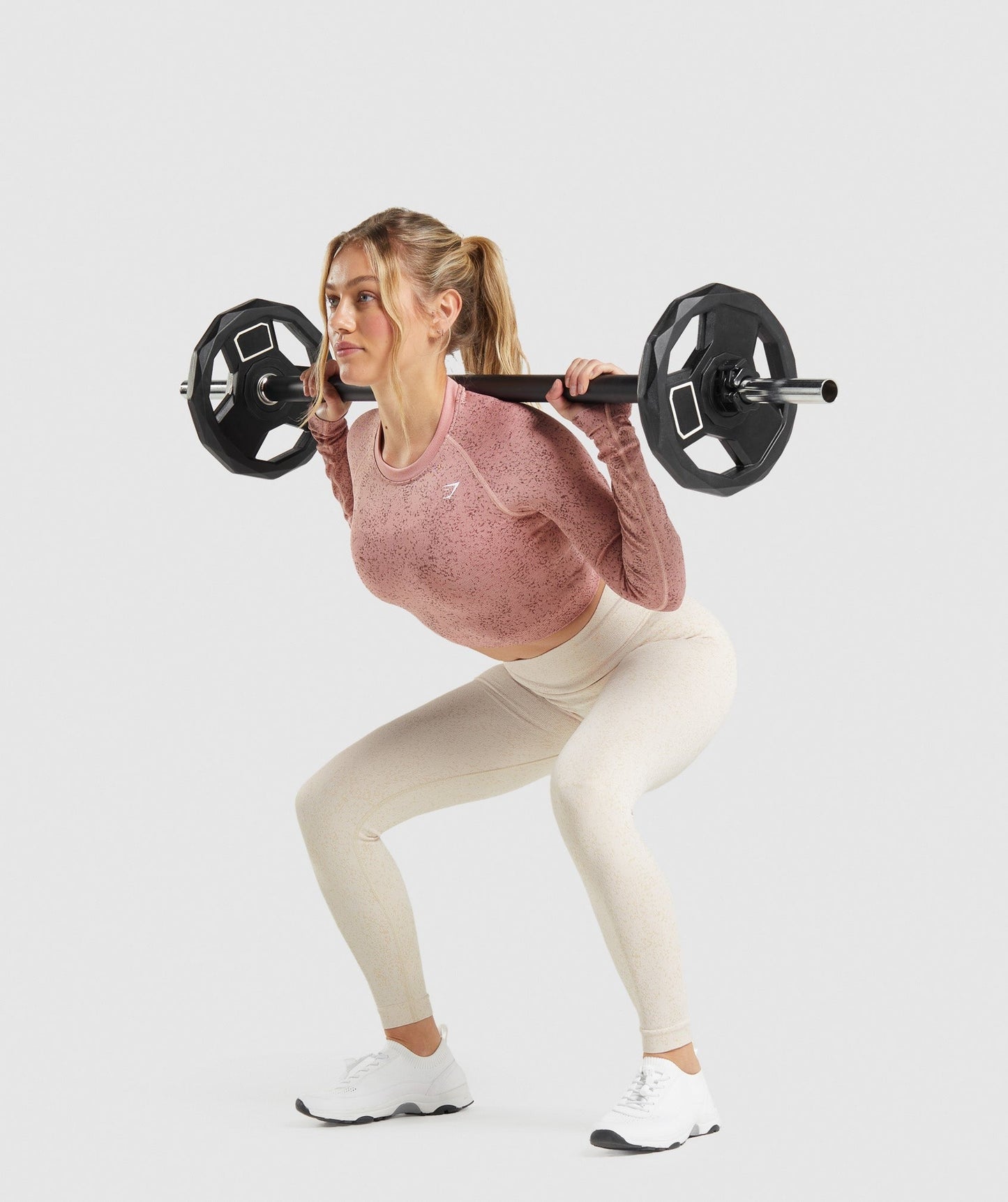 Gymshark Adapt Fleck Seamless Long Sleeve Crop Top - Mineral | Paige Pink