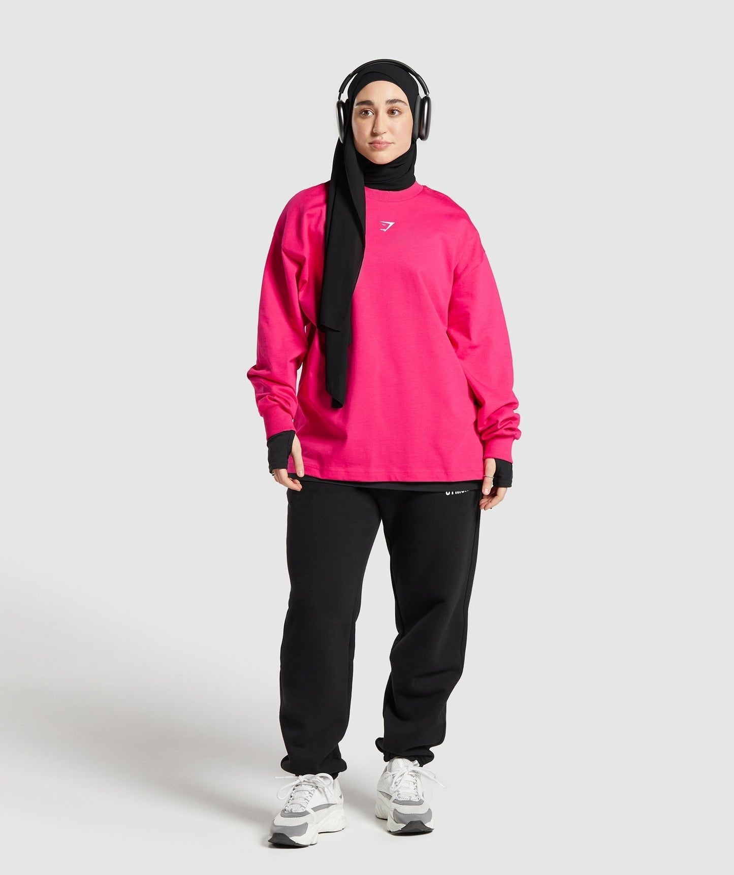 Gymshark GS X Leana Deeb Graphic Oversized Long Sleeve Top - Impact Pink