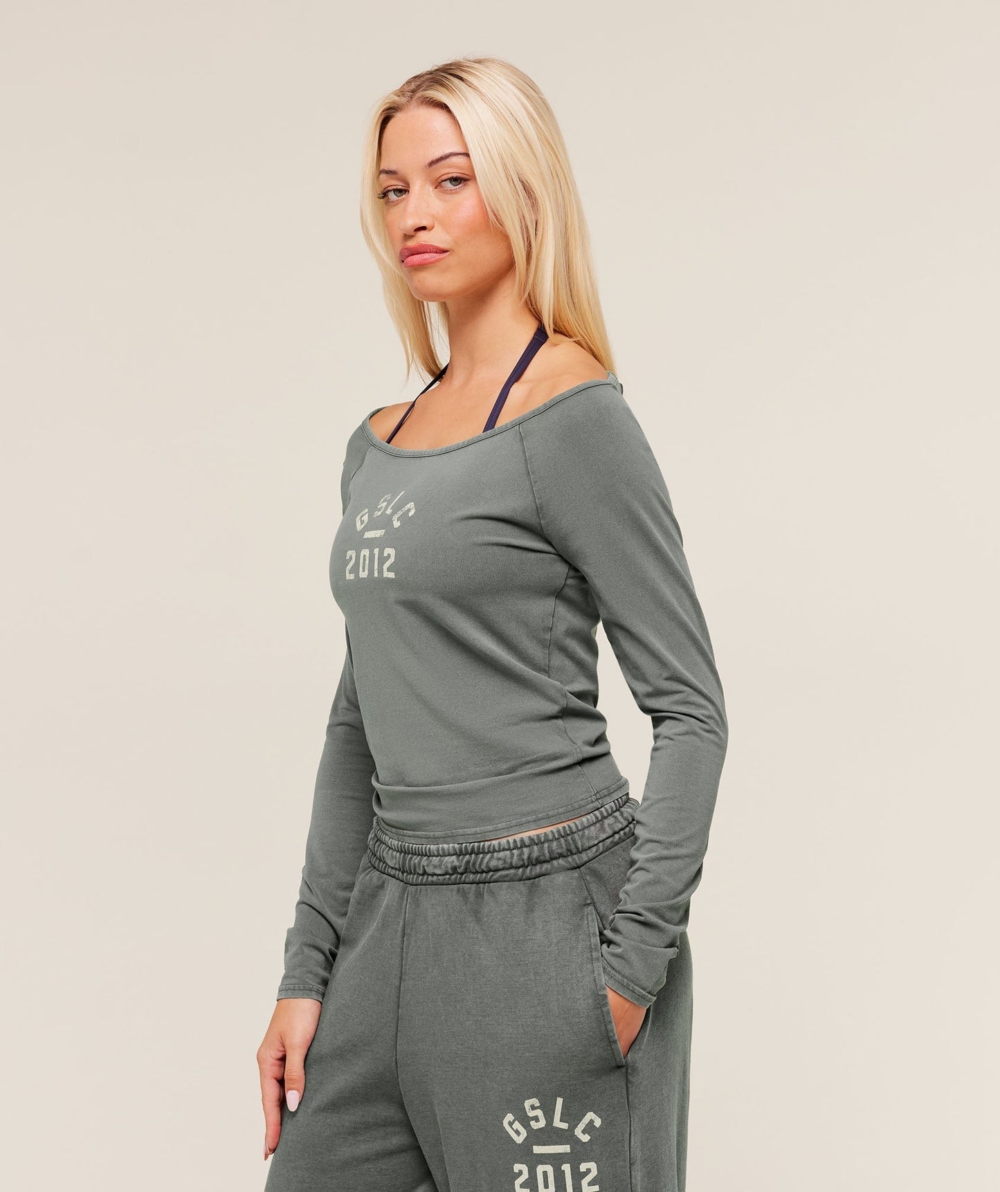 Gymshark Lifting Club 2012 Graphic Long Sleeve Top - Slate Teal/Wash