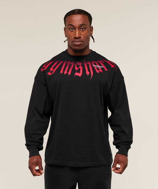 Gymshark Fade Graphic Long Sleeve T-Shirt - GS Black